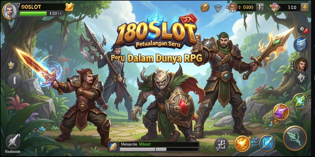 Tampilan screenshot utama 180SLOT menampilkan karakter dalam dunia RPG yang menantang.