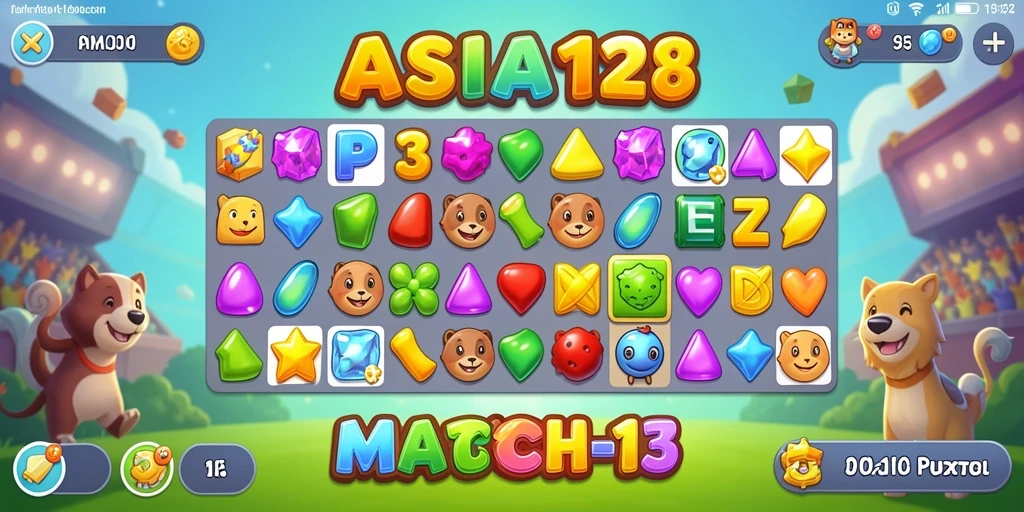 Tampilan gameplay seru di ASIA128 dengan puzzle Match-3 yang menantang.