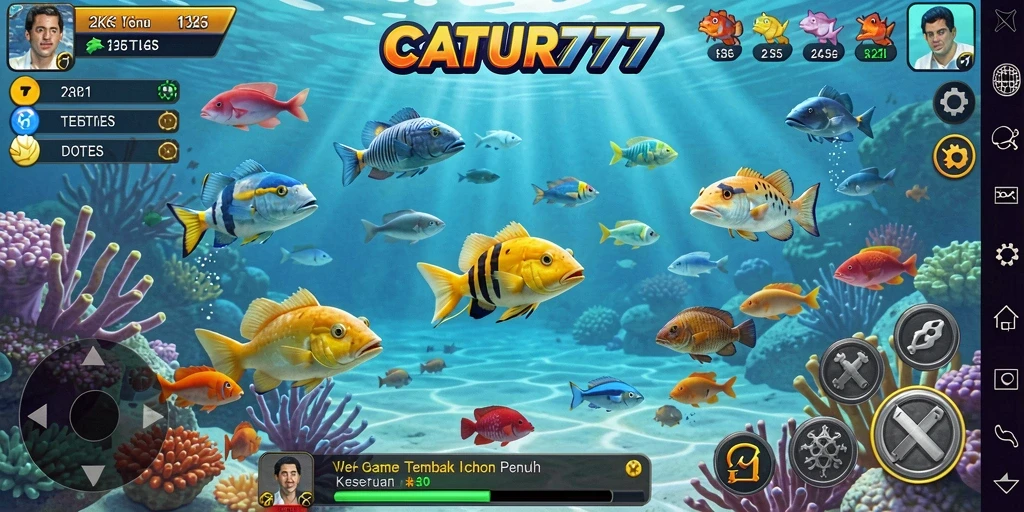 Screenshot gameplay yang menampilkan aksi tembak ikan seru.