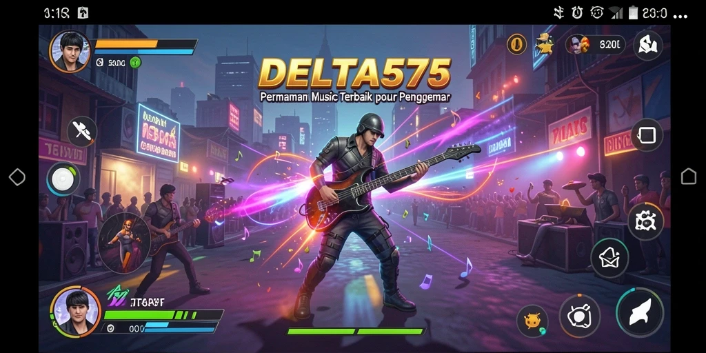 Screenshot DELTA575 menampilkan pemain menikmati permainan musik yang dinamis.