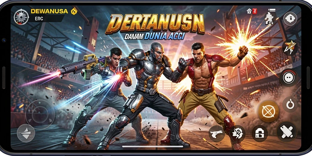 Screenshot menampilkan pertempuran intens dalam DEWANUSA.