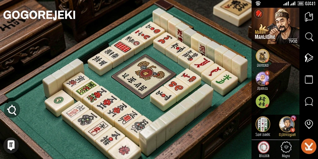 Screenshot GOGOREJEKI menampilkan antarmuka permainan Mahjong yang menarik.