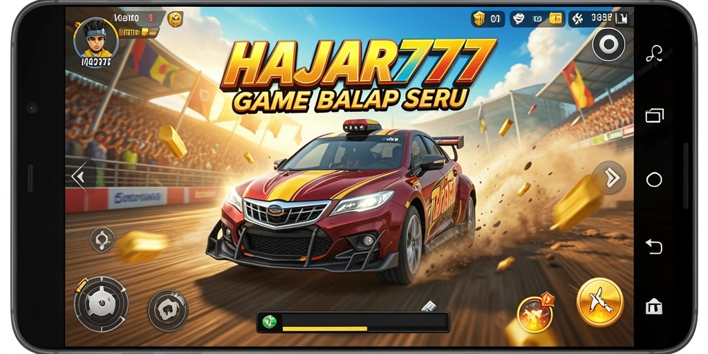 Tampilan gameplay <strong>HAJAR777</strong> yang menegangkan dan mendebarkan saat balapan.
