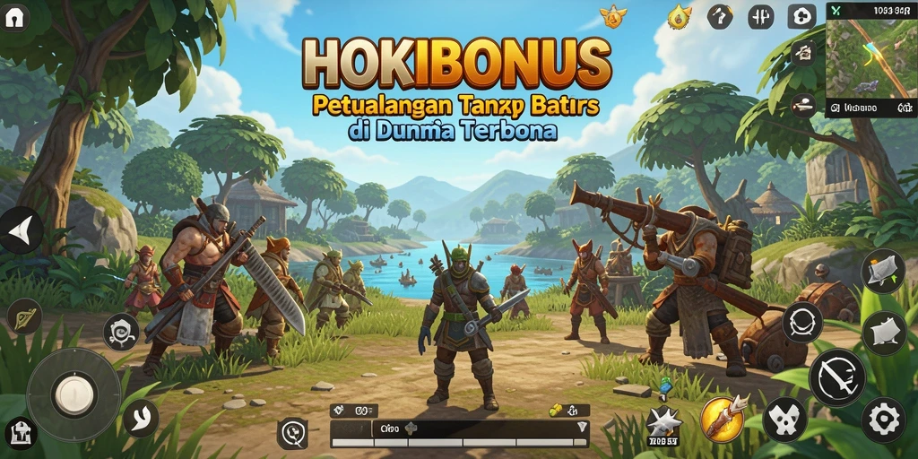 Tampilan gameplay HOKIBONUS yang menampilkan eksplorasi dunia yang luas.