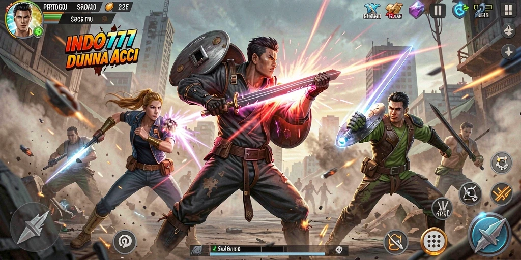 Tampilan gameplay menegangkan dari INDO777 di dunia aksi.