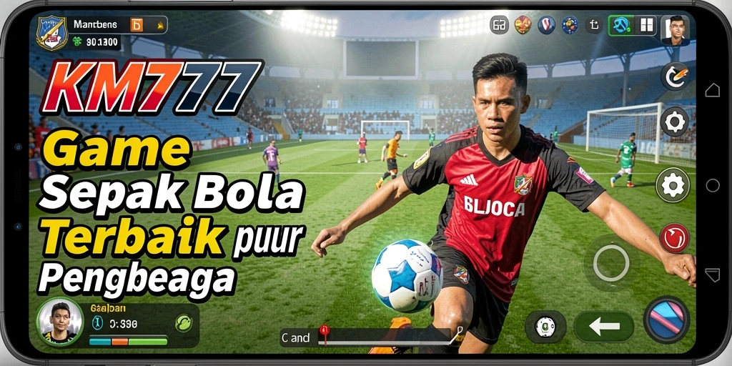 Tampilan gameplay KM777 dengan pemain beraksi di lapangan.