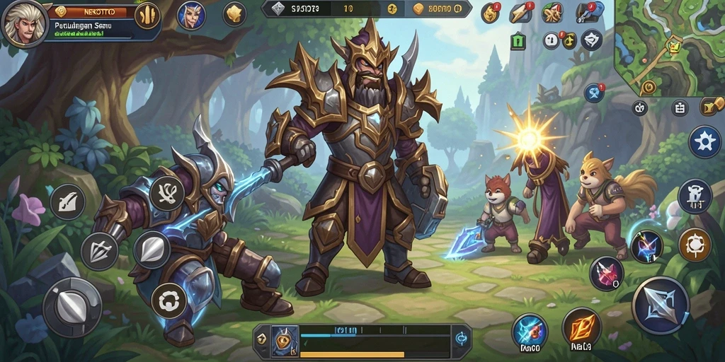 Screenshot gameplay NEKOTOTO yang menampilkan pertarungan epik.