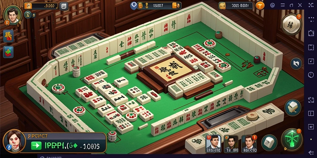 Gameplay menarik di PCPC7 dengan ubin Mahjong berwarna-warni.