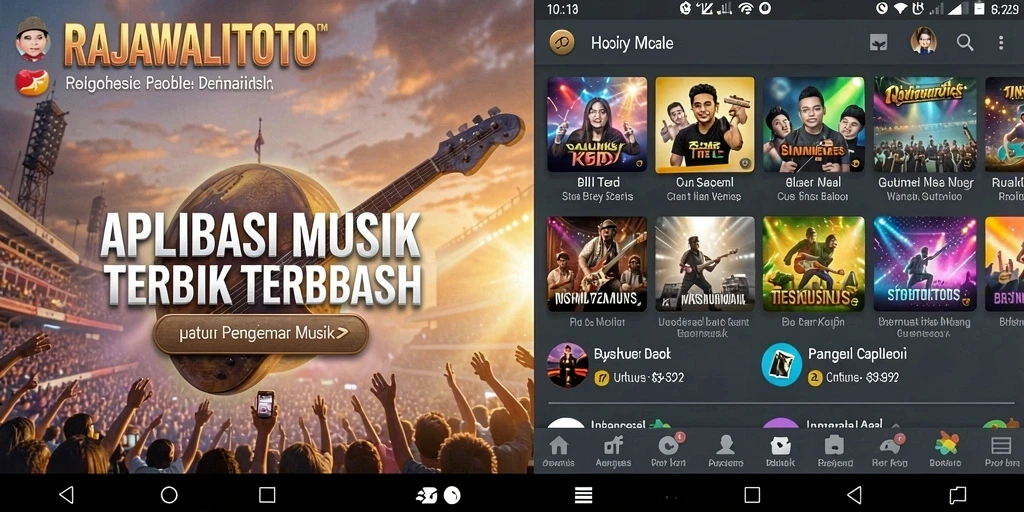 Tampilan gameplay RAJAWALITOTO dengan antarmuka musik yang menarik.