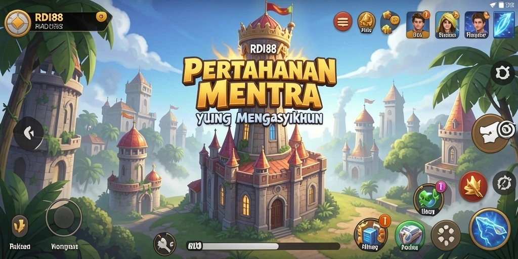 Screenshot RDI88 menampilkan aksi seru dalam pertahanan menara.