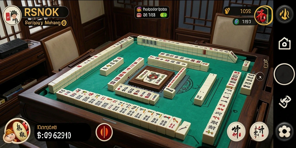 Screenshot gameplay RSNOK menampilkan aksi Mahjong yang seru.