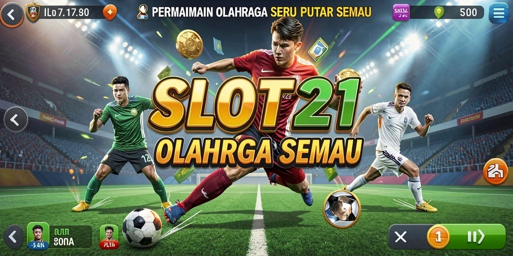 Tampilan gameplay menarik dalam SLOT21 menampilkan pertandingan olahraga nyata.
