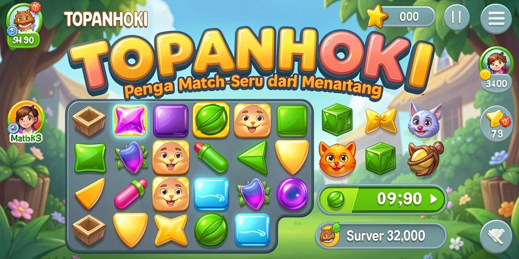 Tampilan gameplay TOPANHOKI dengan kombinasi objek yang menarik.